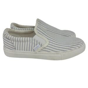 J Crew Sneakers Womens Size 6.5 Road Trip Blue Striped Canvas Slip On Loafer